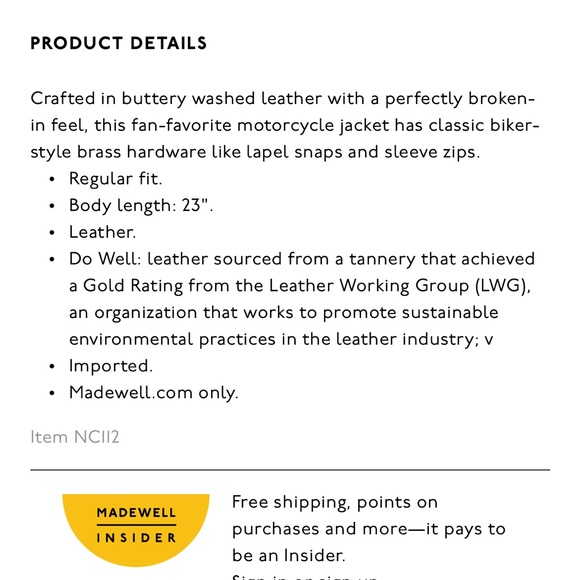 Madewell Washed Motorcycle Leather Jacket: Brass Hardware Edition - Picture 13 of 13